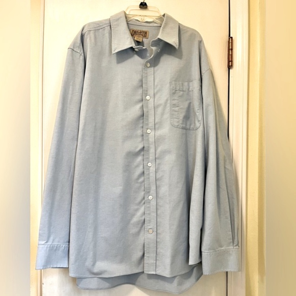 Duluth Trading Company XL Long Sleeve blue button pocket shirt 100% cotton Sz XL